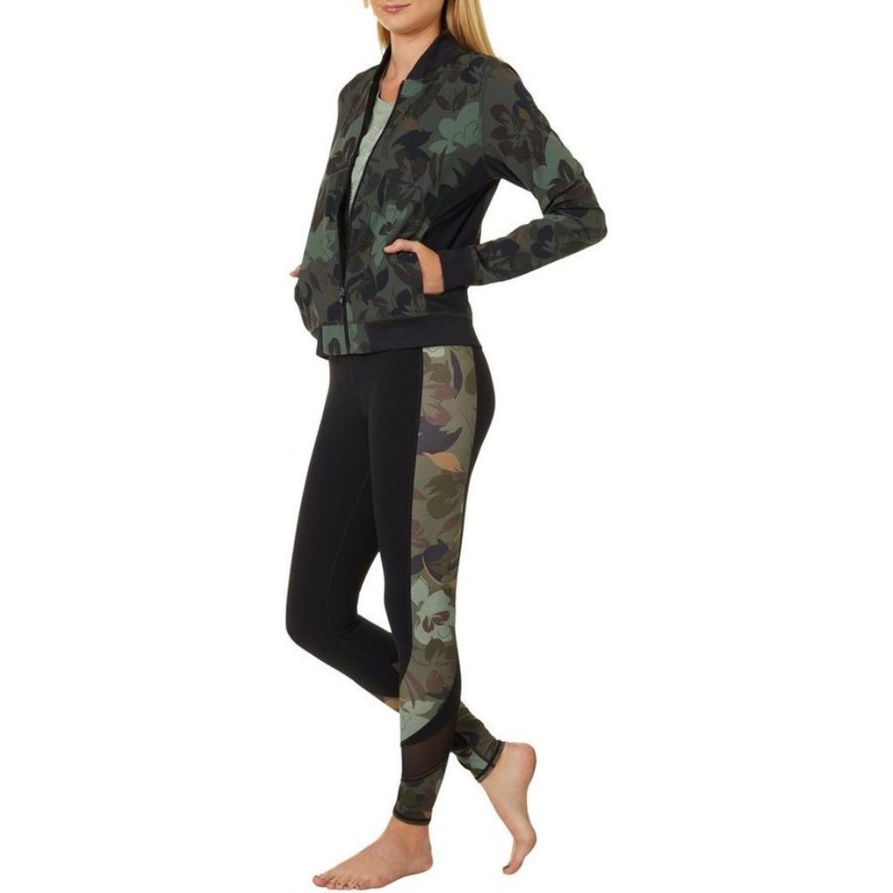 NWT SKECHERS FLORAL CAMO JACKET w Leggings SET